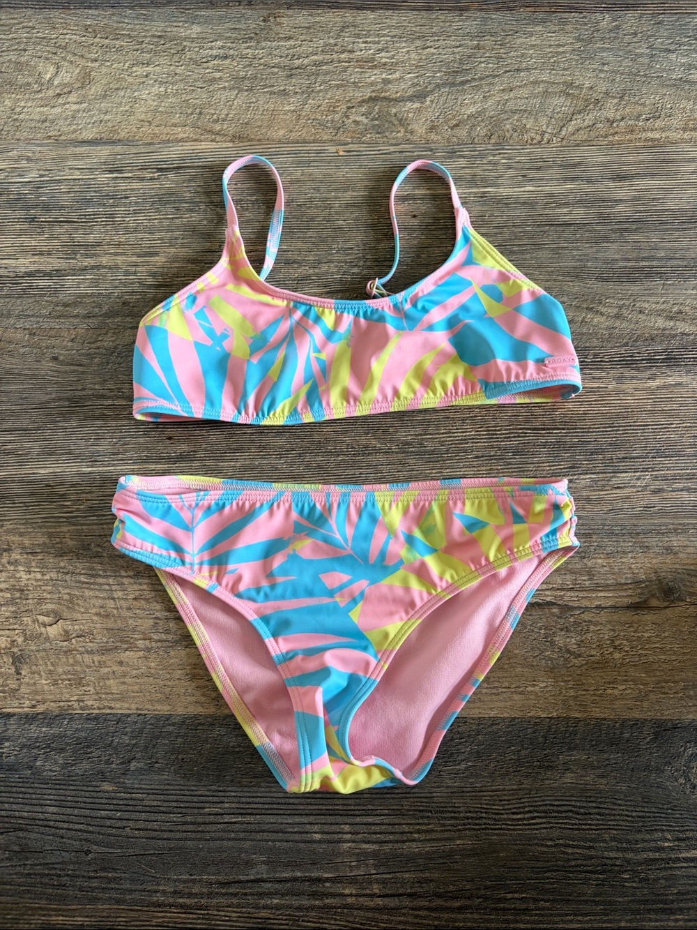 Roxy Girls' Tropical Print Bikini - Pink, Blue & Yellow